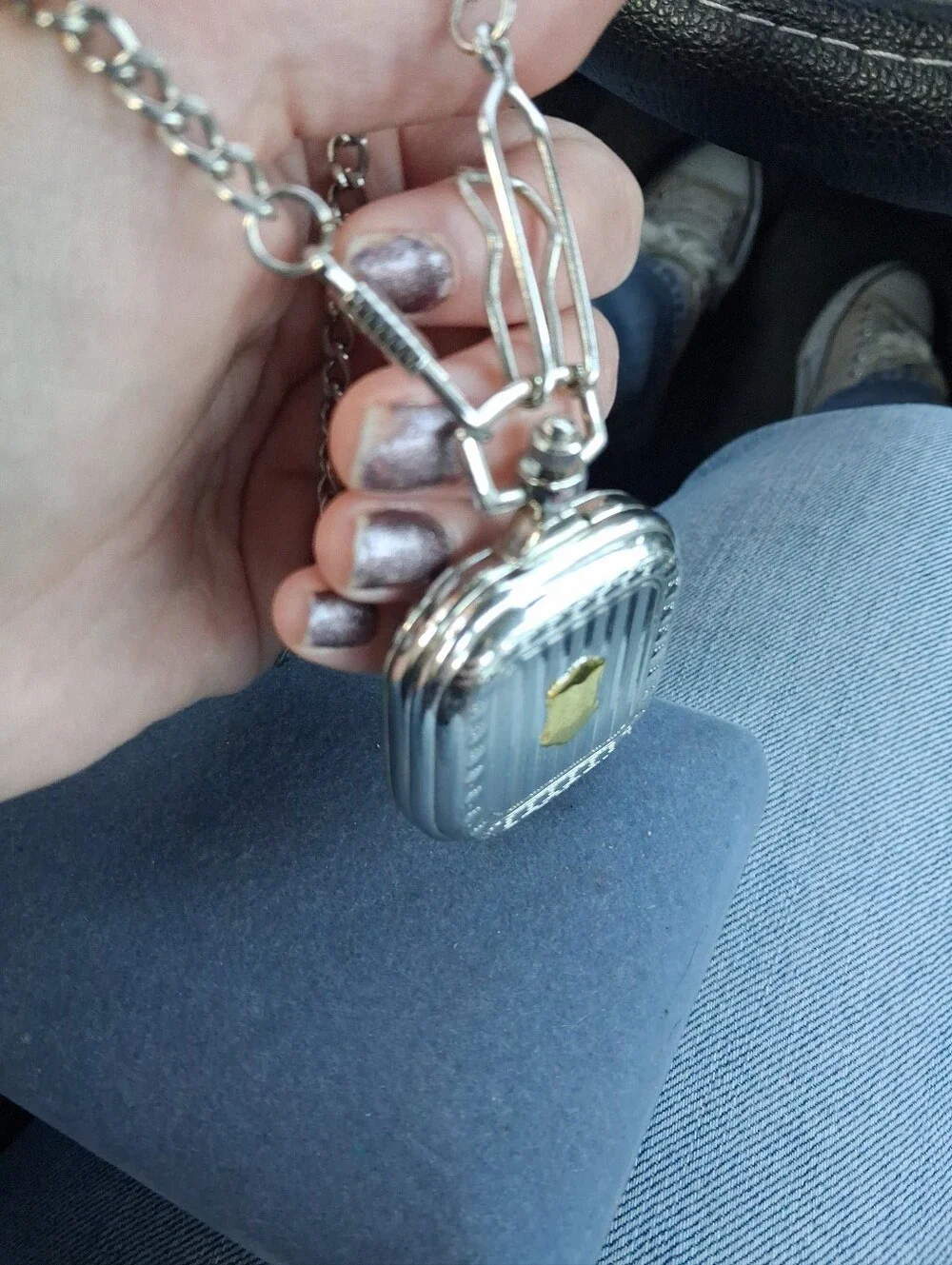 Q Collection - Silver and Gold Pocket Watch Pendant Keychain - Engraveable